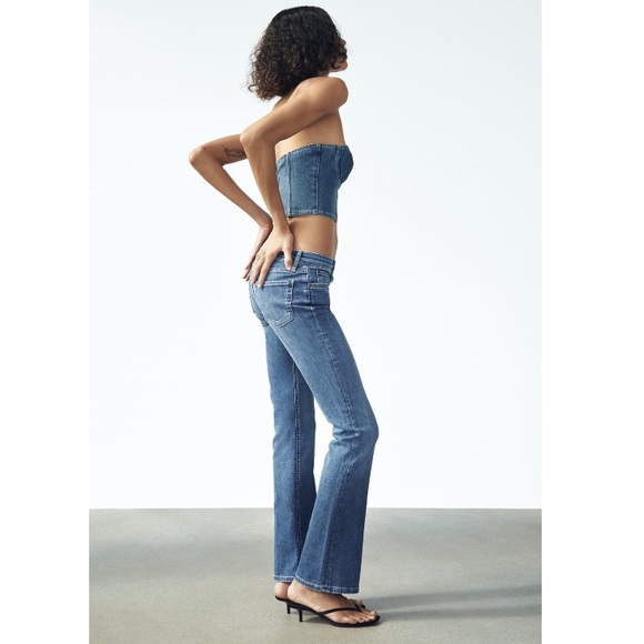 Zara ZW Low-Rise Slim Fit Flared Leg Bootcut Jeans Sz:8 NWT - Picture 5 of 13
